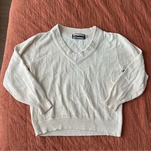 Vintage Shenandoah Knit Sweater S Beige Cream Made USA 90s Embroidered Grandma